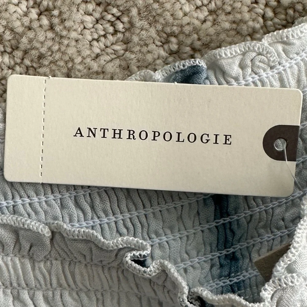 Pilcro/Anthropologie Tie-Dye Linen Blend Mini Skirt Blue Motif XL Boho Beach NWT - Picture 9 of 16